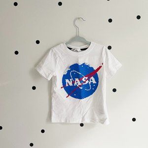 H&M sequin tshirt, NASA logo, size 3/4T, like new